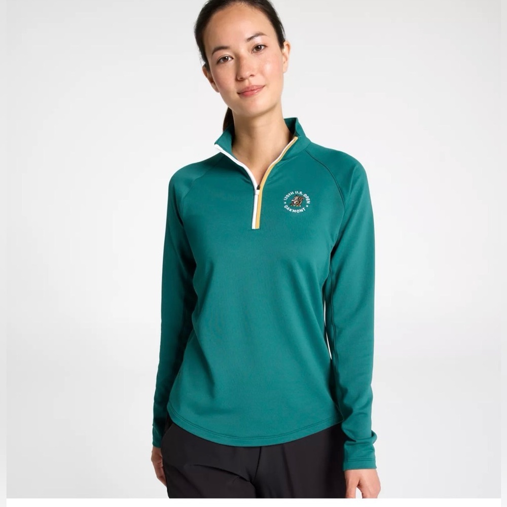 WALTER HAGEN WOMENS XL U.S. Open Green Quarter-Zip Pullover